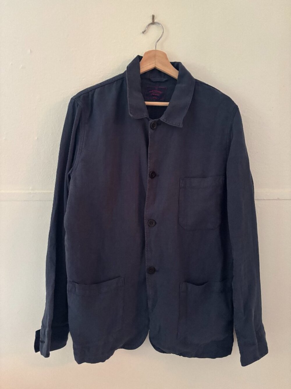 Portuguese Flannel Labura Linen Chore Coat Navy Size Large